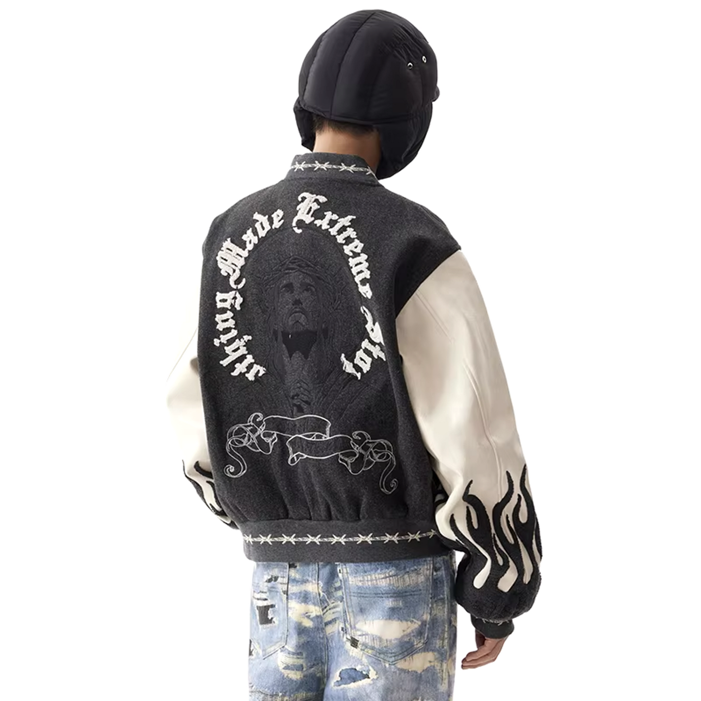 American Embroidery Jacket Flame Design