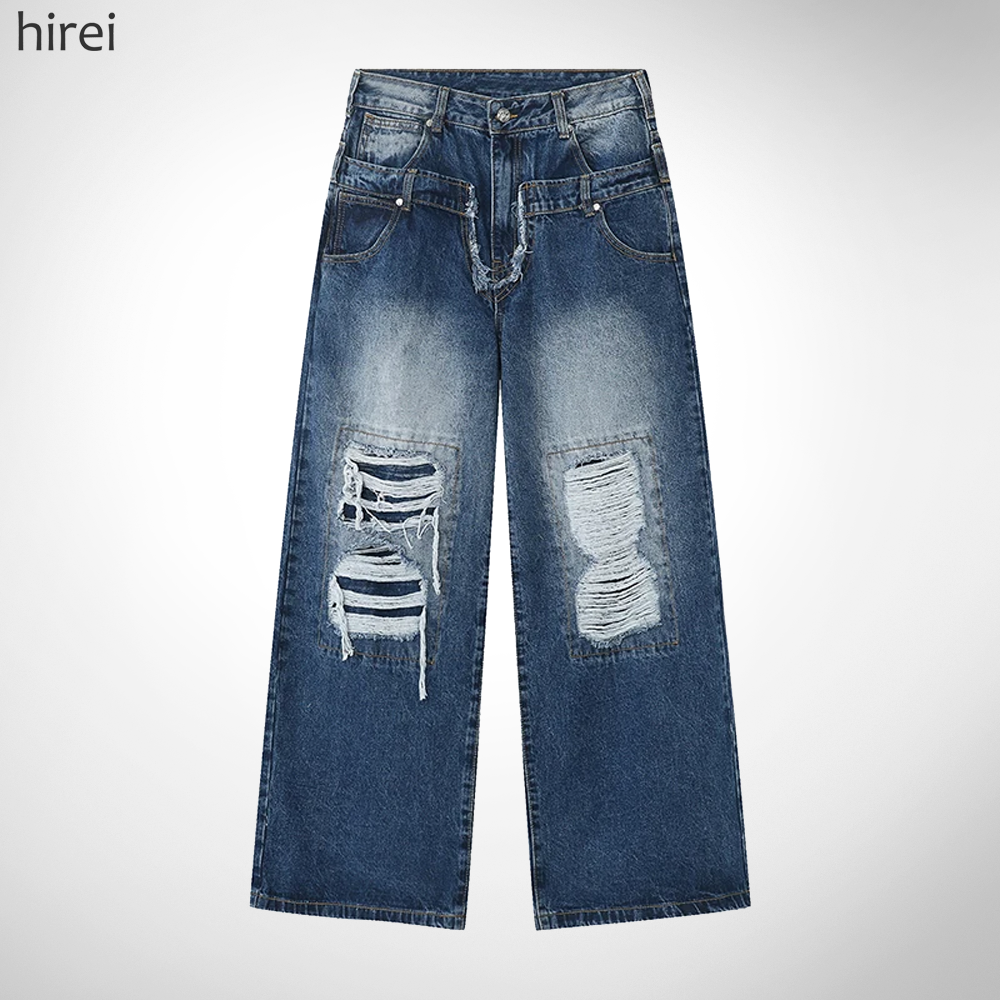 24 XXX Hirei Designer Ripped Loose Jeans