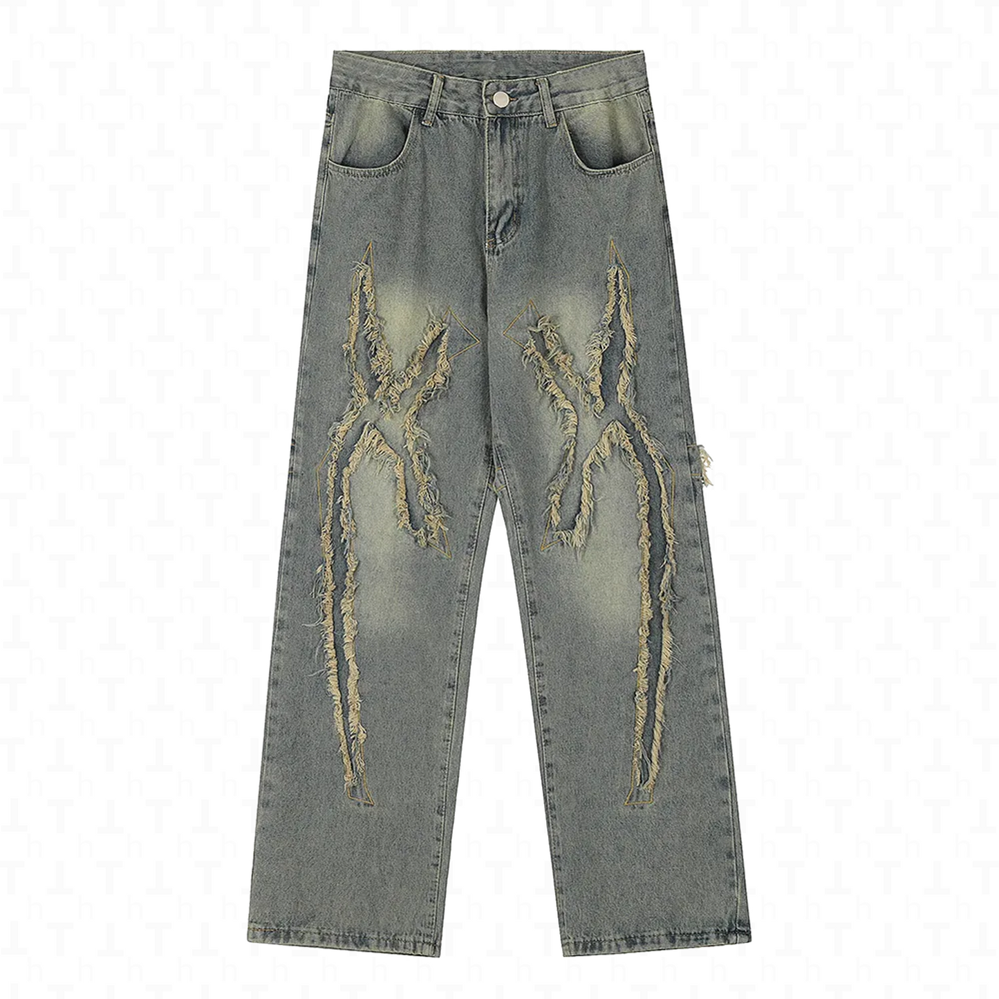 Tearing Graphic Denim Pants