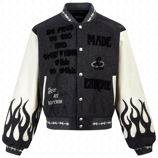 American Embroidery Jacket Flame Design