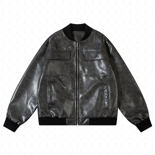 Multi-Pocket Leather Jacket