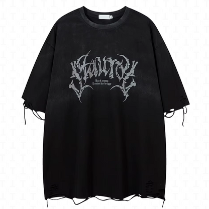 Ripped Skeleton Graphic T Shirt Loose