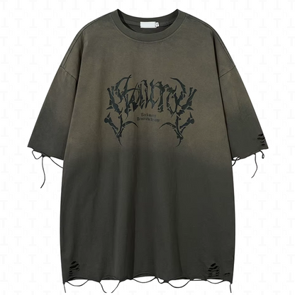 Ripped Skeleton Graphic T Shirt Loose