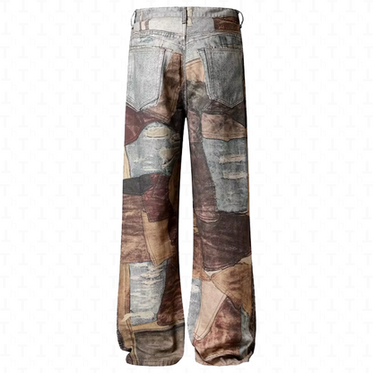 Spliced Designer Denim Pants