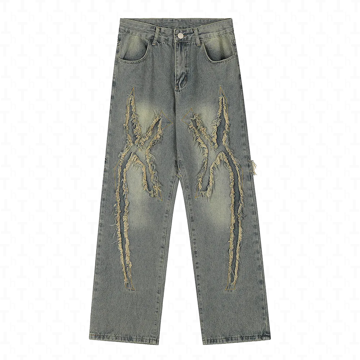 Tearing Graphic Denim Pants