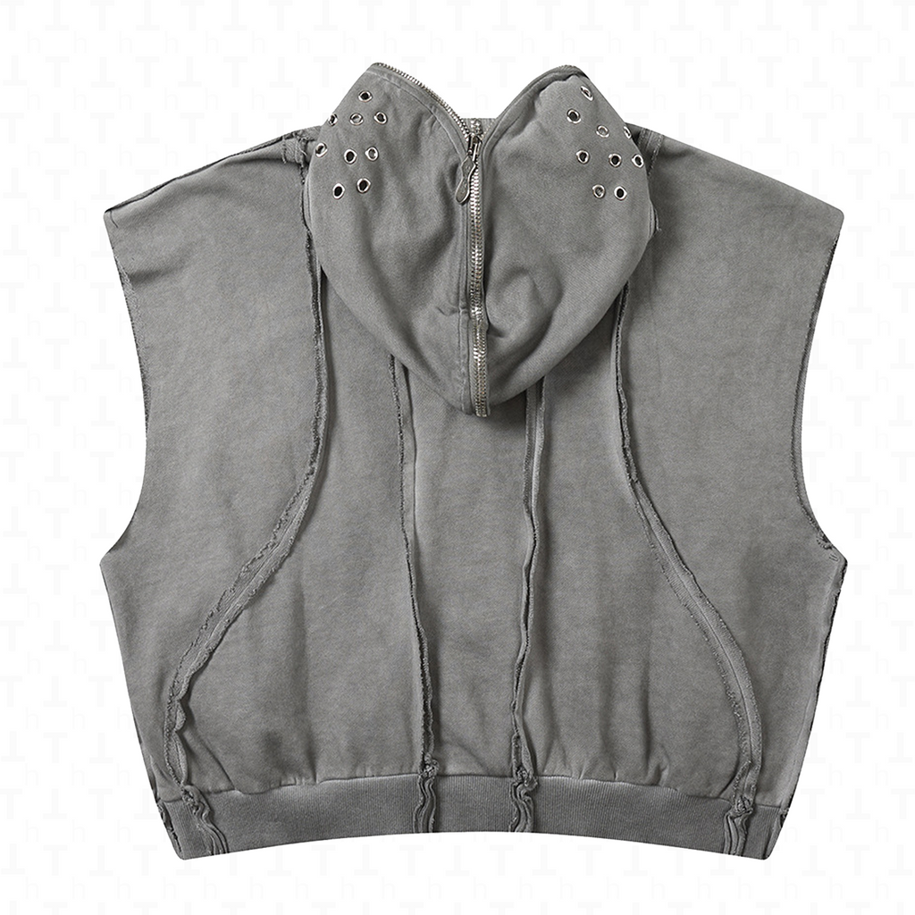 Vintage Sleeveless Hoodie Jacket