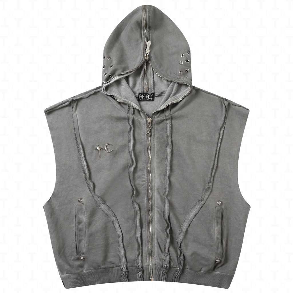 Vintage Sleeveless Hoodie Jacket